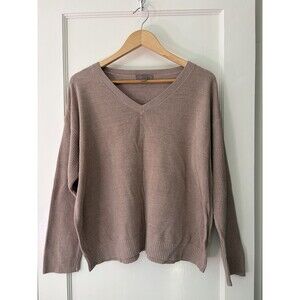 Barefoot Dreams CozyChic Ultra Lite Sweater V Neck Dusty Rose Taupe Womens L